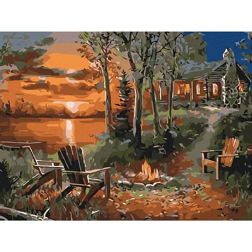 Картина по номерам на підрамнику Brushme Будинок біля озера - фото 1