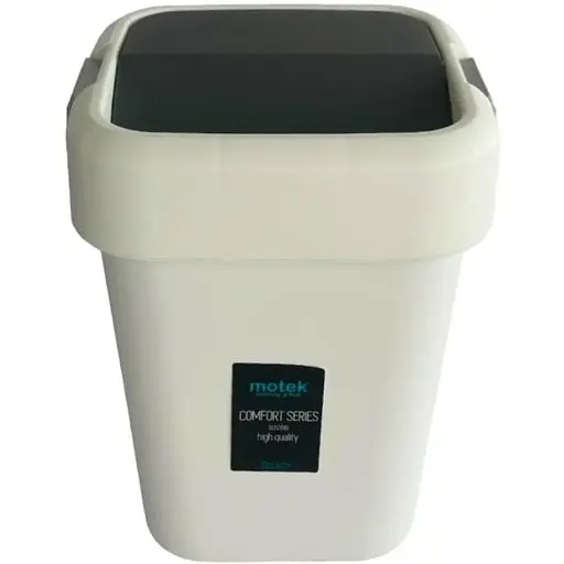 Мусорное ведро Motek на 8 л с поворотной крышкой 22.5х22.5х30 см Белый (COB-410)  - фото 1