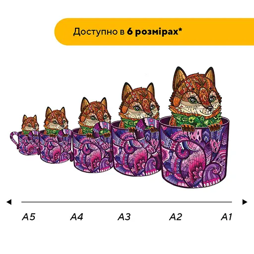 Пазл деревянный Лисичка в чашечке, А5, Деревянная коробка 35 элементов - фото 2