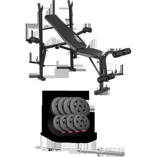 Набор Hop-Sport Premium 39кг со скамьей TX-055 и штангой