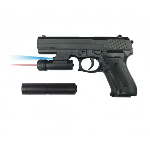 Пластиковий пістолет VIGOR з лазерним прицілом та глушником 035B
