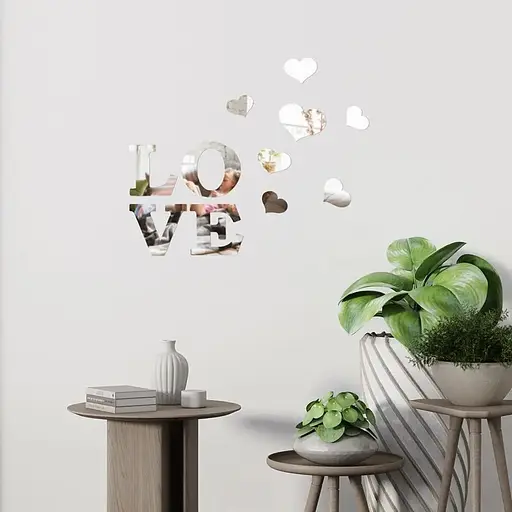 Дзеркальний декор Wall Sticker SW-00002495 акриловий самоклеючий Love 11 шт. срібло - фото 5