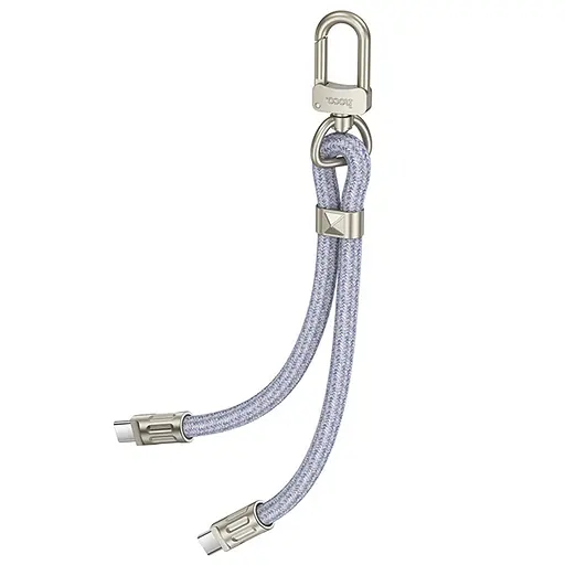 Дата кабель-шнурок Hoco GH5 Elegant Type-C to Type-C (0.21m) Denim Blue - фото 3