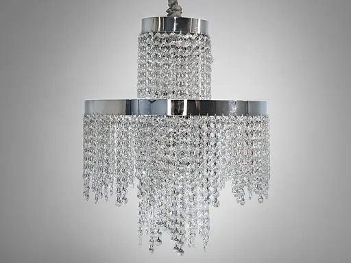 Кришталева люстра LED 376 золотиста з двома рівнями підвісок - фото 4