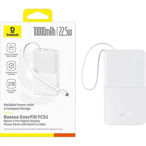 Зовнішній акумулятор Baseus EnerFill FC51 Bipow2 Pro 10000mAh 22.5W White (E0027601) [152249] - фото 3