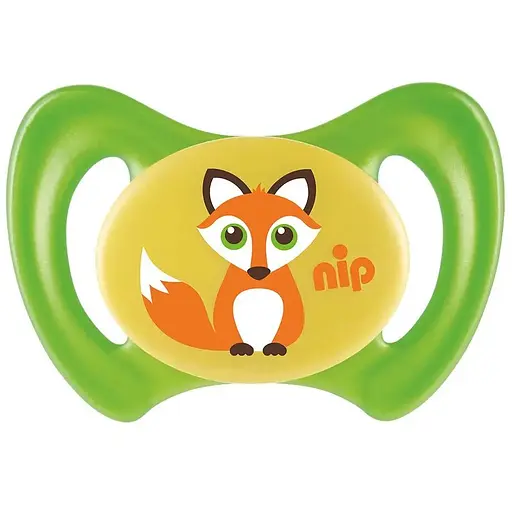 Уценка. Пустышка Nip Miss Denti №2 Лис, силиконовая, 5-13 мес., зеленый (31801) - фото 1