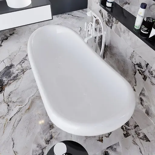 Ванна отдельностоящая матовая Amdcon Symphony 167x78 черная из литого камня белые ножки SYMFONYA_167_BLACK_MAT Черный матовый - фото 3