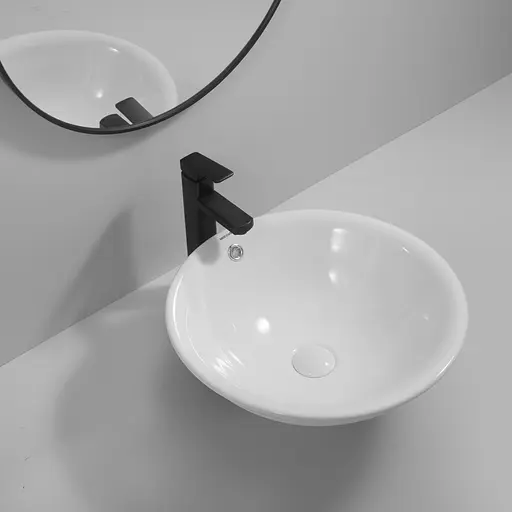 Умивальник врізний на стільницю Mixxus Premium Topper-1601 470x470x180 мм з переливом MP6571, Білий - фото 4