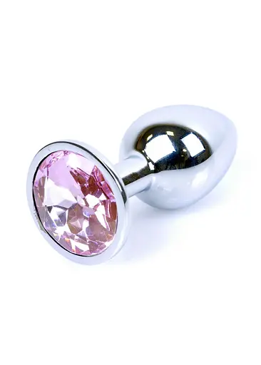 Металлическая анальная пробка с кристаллом Boss Jewellery Silver Plug 7 см (розовый) - фото 6