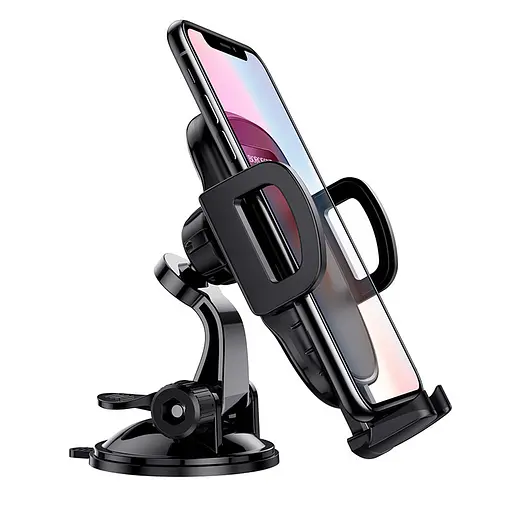 Автотримач для телефона BOROFONE BH37 Route push type suction cup car holder Black - фото 5