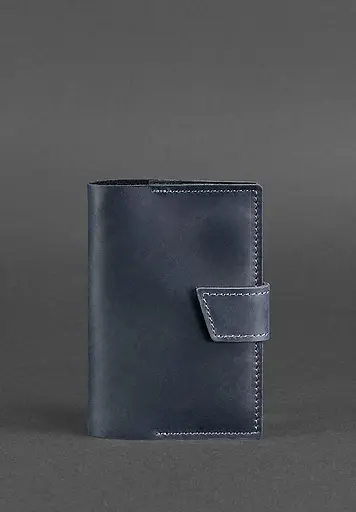 Шкіряна обкладинка для паспорта 4.0 синя - фото 2