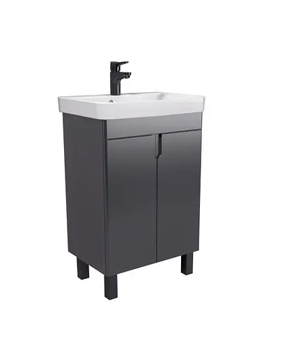 Тумба Мойдодир Simple Graphite 55-U з умивальником River 55 графітова універсальна Графіт - фото 2
