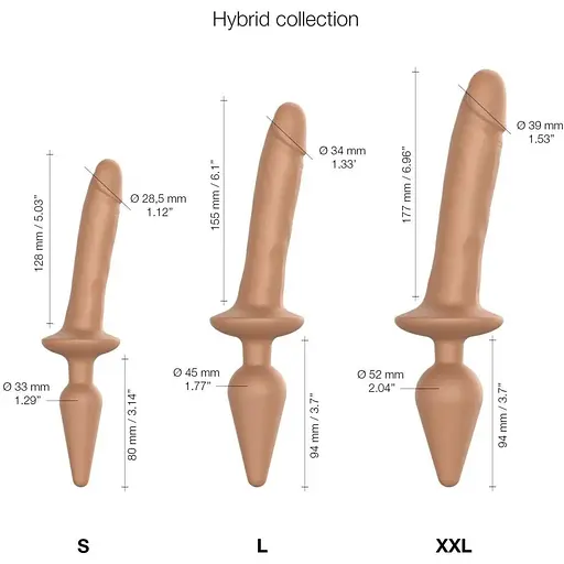 Анальна пробка з дилдо 2 в 1 Strap-On-Me Switch Plug-In Realistic Dildo Caramel S діаметр 3.3/2.9 см - фото 4