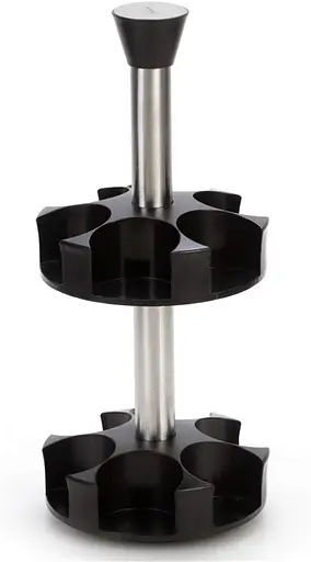 Набор из 12 стеклянных баночек для специй и приправ на вращающейся подставке 360 градусов, дозатор 3 режима Черный 88203 - фото 7