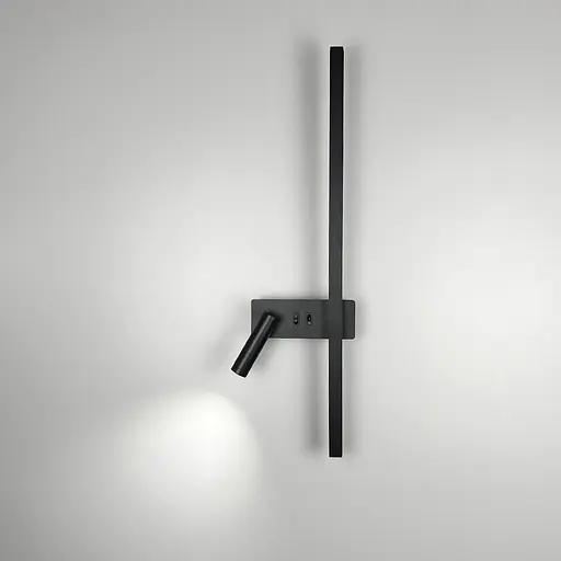 Чорне лінійне бра 65 см зі спотом зліва та 2-ма вимикачами Арт. WB 121/600 L BK Line F - фото 7