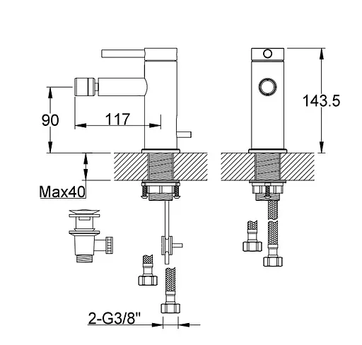 Смеситель для биде Kohlman Axel хром QB130A Хром - фото 2