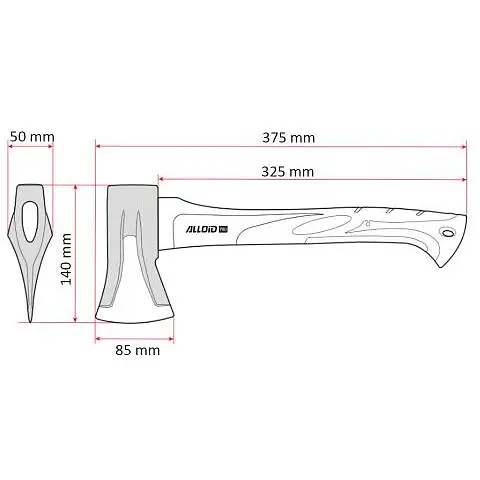 Топор-колун Alloid ручка из фибергласа 1000 г 38 см Alloid (SF-70151000) - фото 2