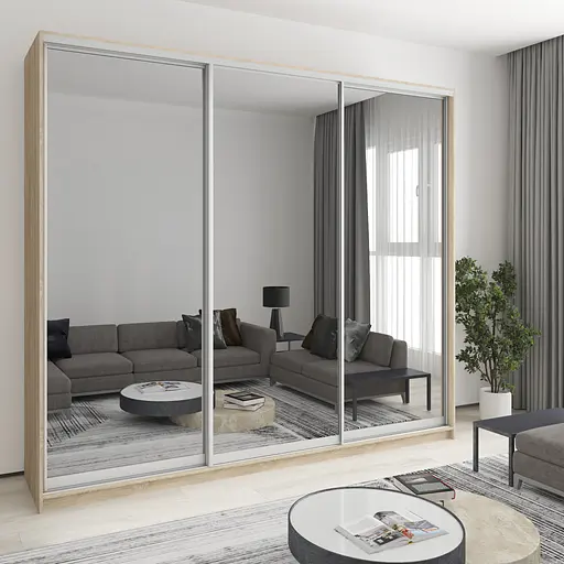 Шафа-купе тридверна MebelStar Уні AL 3 Дзеркала 270x60x240 см Дуб сонома (MBS-2001)