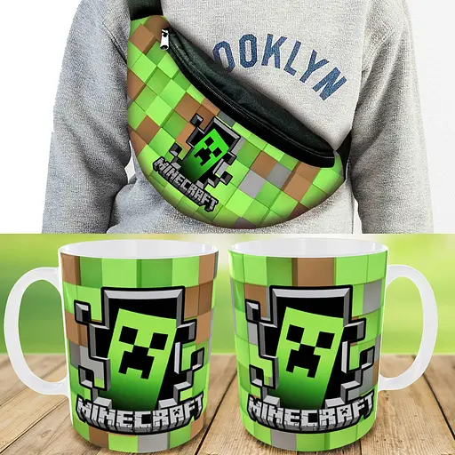 Набір: Сумка-бананка+ Кружка майнкрафт "Minecraft" дитяча з принтом (00124)