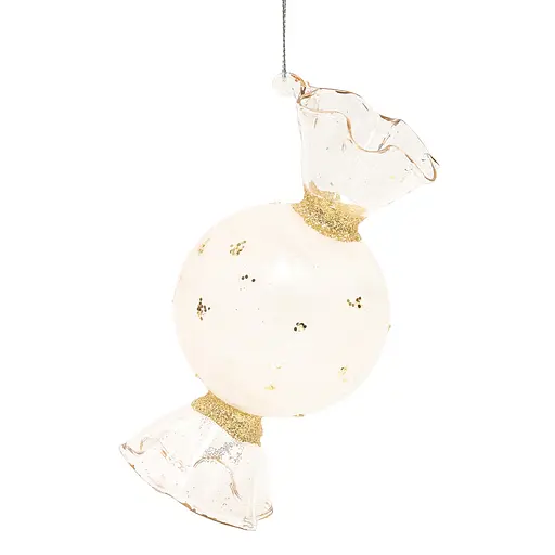 Елочное украшение "Конфетка белая с золотом"6,7*14 см, YQ1408804