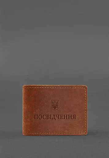Универсальная кожаная обложка для удостоверения светло-коричневая Crazy Horse - фото 2