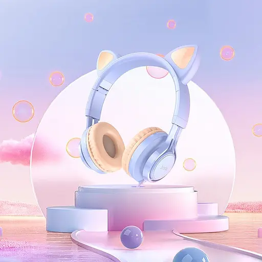 Наушники Hoco W36 Cat Ear Голубой - фото 2