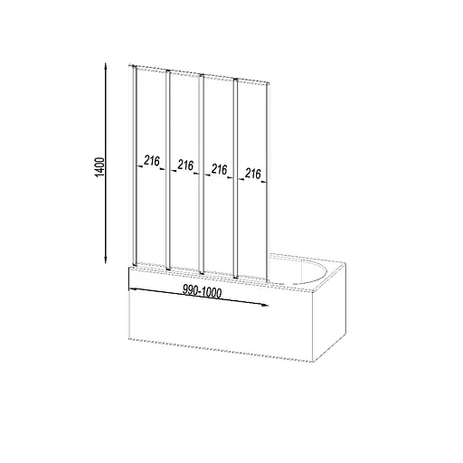 Шторка для ванни Am.Pm Like поворотно-складна 100x140 см хром матовий WU80BS-100-140CT, Універсальна, прозорий, хром матовий - фото 7