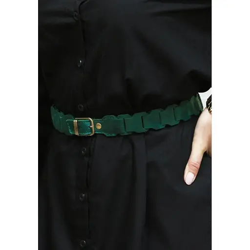 Женский кожаный бохо-ремень BlankNot зеленый - фото 4