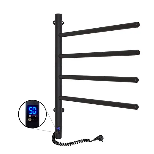 Електрична рушникосушка Navin Arabesque 480x600 Sensor з таймером, чорний муар 12-223033-4860, Чорний матовий, Електронний - фото 2