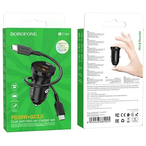 Зарядний пристрій Borofone BZ18A Type-C/Type-C PD20W+QC3.0 - фото 3