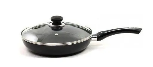 Сковорода Bohmann BH-1000-28 с мраморным покрытием стеклянной крышкой 28 см (без упаковки) - фото 1