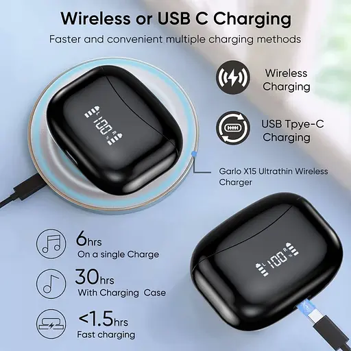 Бездротові Bluetooth навушники TWS BX15 із зарядним кейсом, сенсорами керування та індикатором заряду Чорні - фото 8