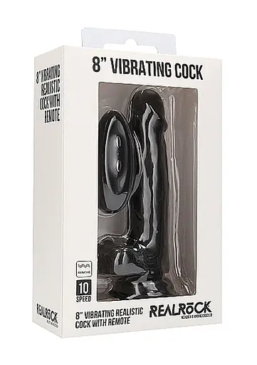 Вібратор RealRock Cock 8" 20 см (чорний) - фото 16