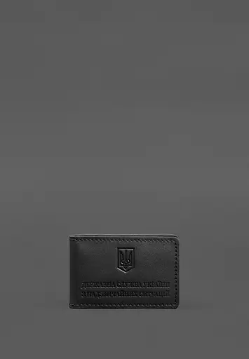 Кожаная обложка на удостоверение ГСЧС с карманом черная - фото 2