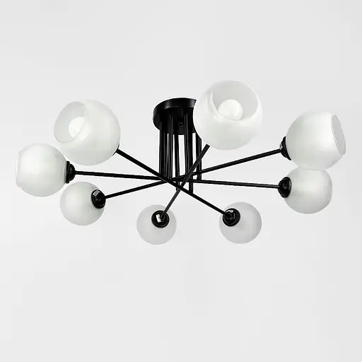 Сучасна плафонна люстра в чорному корпусі на 8 ламп Ø 80 см | Арт. 4222/8G BK+WT | Line F - фото 4