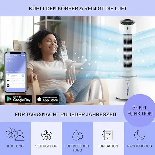 Охолоджувач повітря Klarstein Skyscraper Ice Smart 4-в-1 Білий (10040206) - фото 2