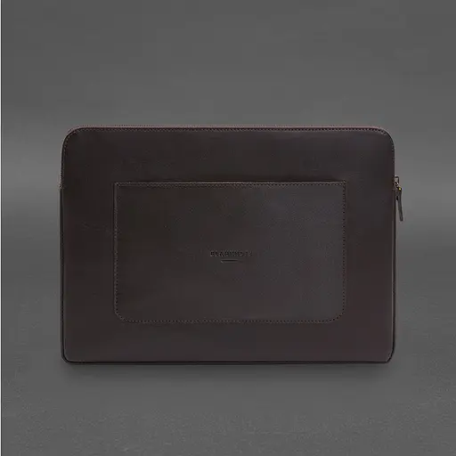 Кожаный чехол BlankNote для ноутбука на молнии с хлястиком и карманом Темно-коричневый - фото 6