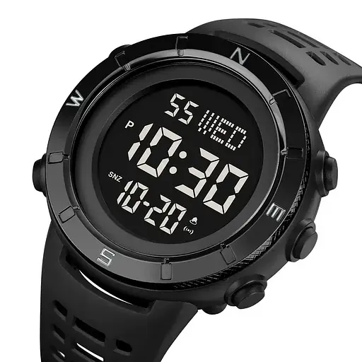 Чоловічий спортивний годинник Skmei 2015 (Чорний з чорним циферблатом) - фото 2