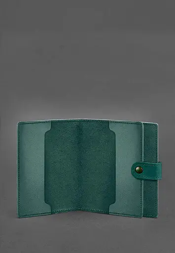 Кожаная обложка-портмоне для удостоверения офицера 11.0 зеленая - фото 3