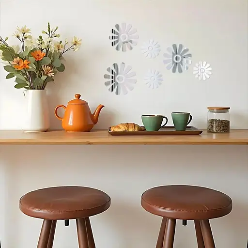 Дзеркальний декор Wall Sticker SW-00002519 акриловий самоклеючий Квіти 6 шт. срібло - фото 6