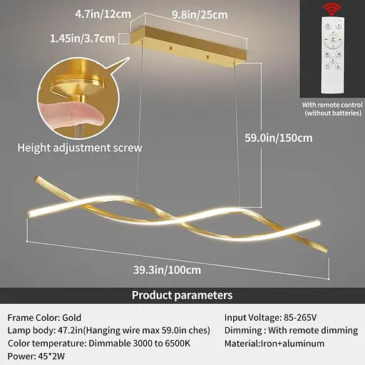 Светодиодная люстра Волна PJ802G (Золотистый) 80см - фото 6