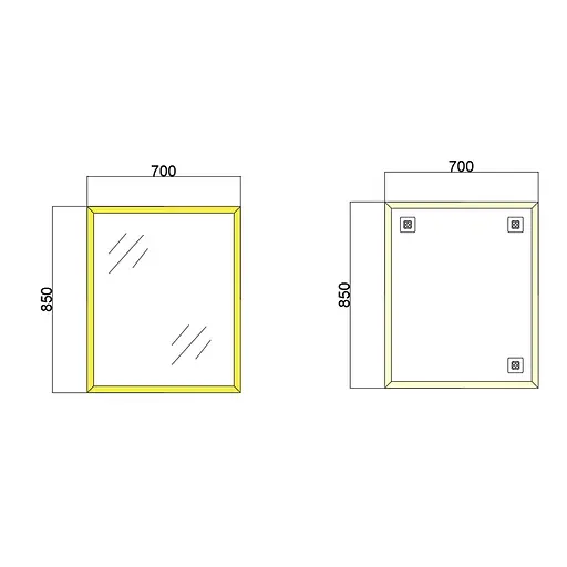 Дзеркало настінне Zerix Fonte MRZ09-700x850-Reverse Gold прямокутне в золотій рамі ZX5639, Золотий - фото 2