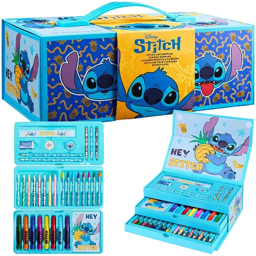 Набор Disney Stitch Art Set для детей, футляр для раскрашивания с карандашами, мелками, блокнотом