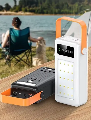 Портативный внешний аккумулятор Bilintong 40000mAh Power Bank + Led лампа Черный - фото 9