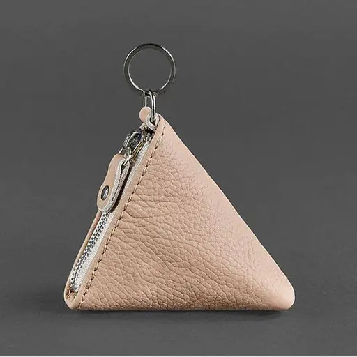 Женская кожаная монетница 2.0 Пирамида светло-бежевая - фото 4