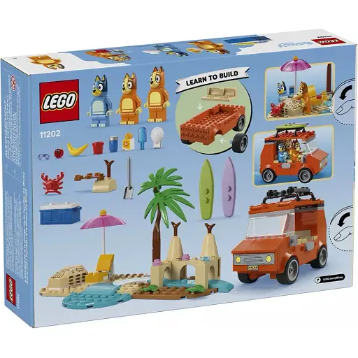 Конструктор LEGO Bluey Пляж и семейная поездка на автомобили Блуи 133 детали (11202)