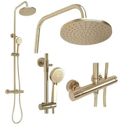 Душова система Rea Parot brushed gold з термостатом REA-P2323, Золотий - фото 1