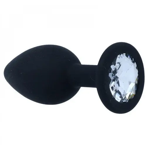 Анальна пробка з кристалом, чорна анальна пробка, анальна пробка зі стразою маленька S - фото 9