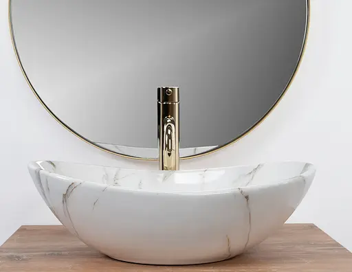 Умивальник Rea Royal Mini Aiax Shiny накладний REA-U5063, Мармур - фото 2