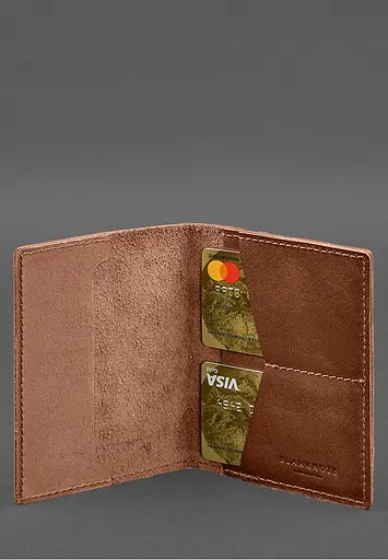 Кожаная обложка для военного билета с карманами 7.2 светло-коричневый краст - фото 6